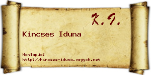 Kincses Iduna névjegykártya